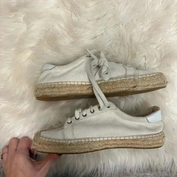 Soludos off white canvas espadrille platform tennis sneaker sz 10 sneakerdrille - Picture 3 of 7